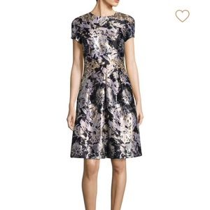 David Meister Metallic Jacquard Dress